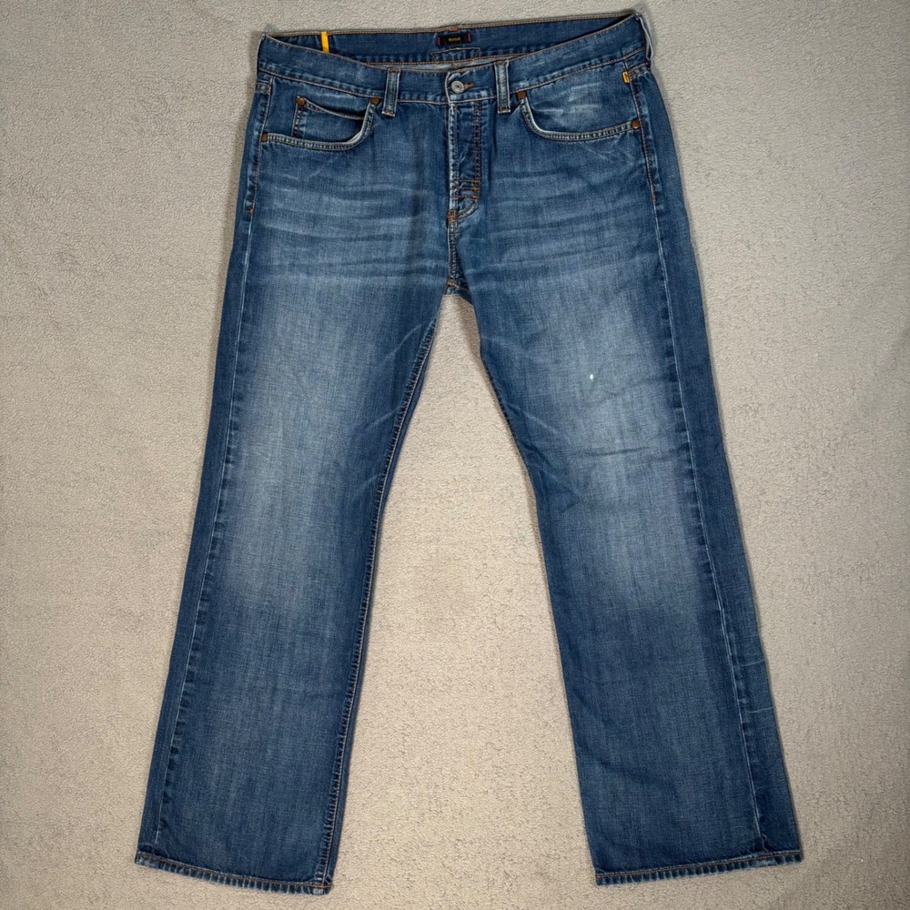Meltin Pot Morgan Jeans Mens 38x31 Blue Denim Straight Fit Button Fly Casual